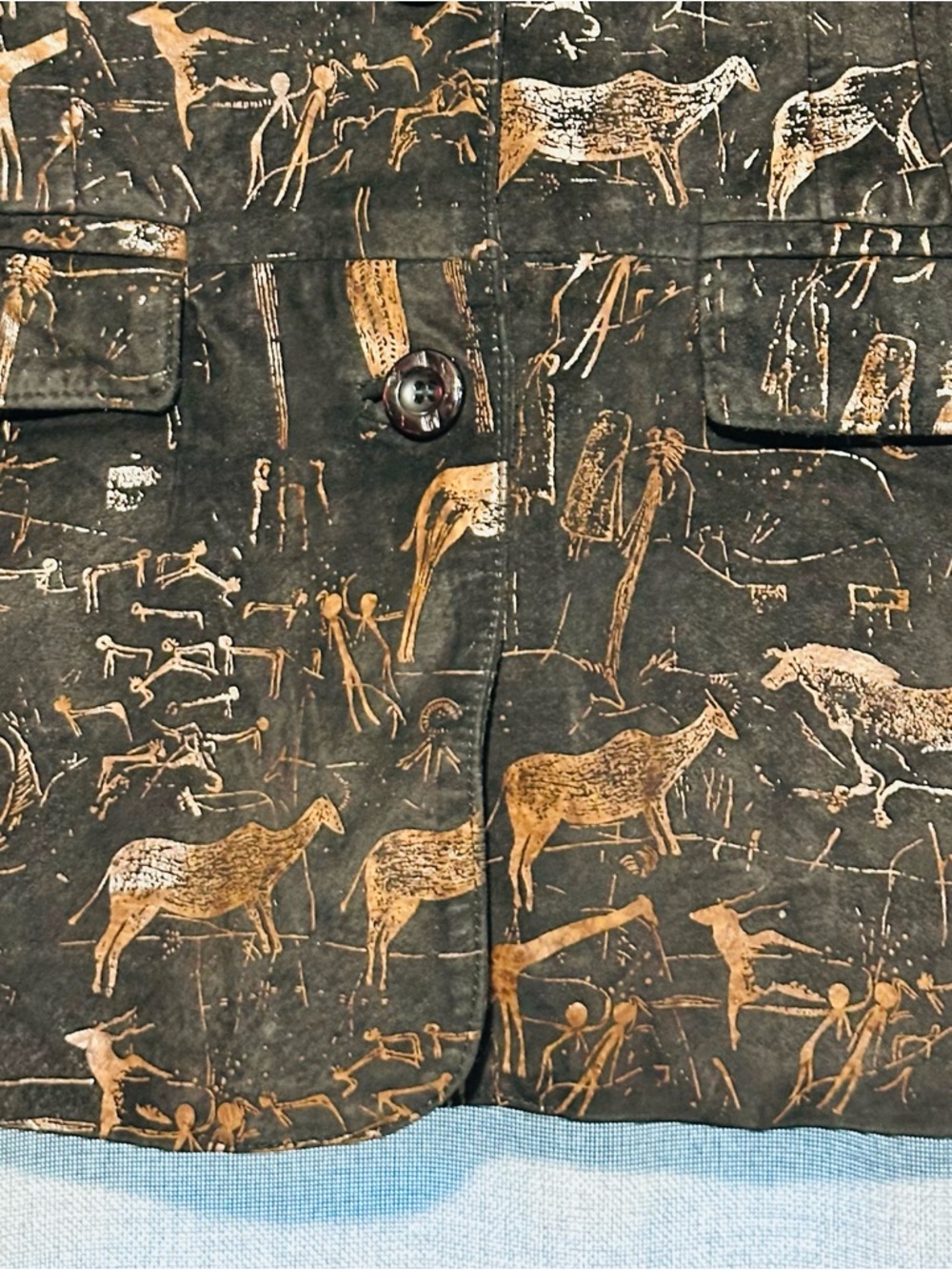 “Rare” Vintage Leather Renditions "Rock Art" Print Blazer - Western/Art To Wear - Picture 5 of 5